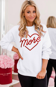 More Heart Shaped Embroidered Pullover Sweatshirt