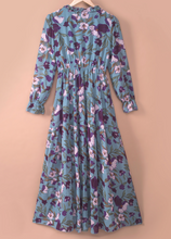 Load image into Gallery viewer, Purple Wild Lotus Ruffle Tiered Maxi Dress