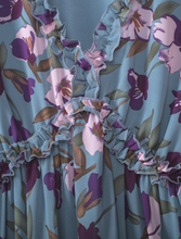 Load image into Gallery viewer, Purple Wild Lotus Ruffle Tiered Maxi Dress