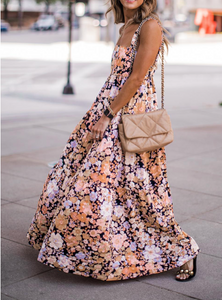 Multicolor Floral Print Scoop Back Maxi Sundress