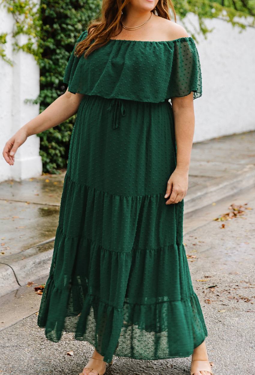 Pre-Order Swiss Dot Plus Size Ruffle Tiered Maxi Dress Worn & Refined Pre-Order Swiss Dot Plus Size Ruffle Tiered Maxi Dress Worn & Refined