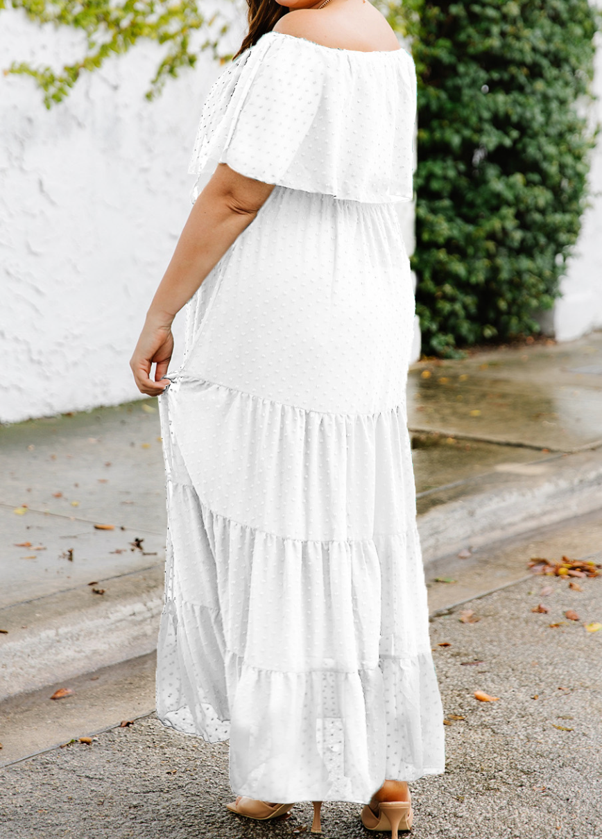 Pre-Order Swiss Dot Plus Size Ruffle Tiered Maxi Dress Worn & Refined Pre-Order Swiss Dot Plus Size Ruffle Tiered Maxi Dress Worn & Refined
