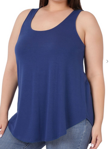 Light Navy Scoop Neck Tank Top