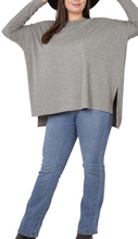 Load image into Gallery viewer, Plus Size Charcoal Round Neck Ribbed Sweater