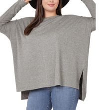 Load image into Gallery viewer, Plus Size Charcoal Round Neck Ribbed Sweater