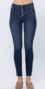 Judy Blue HI-RISE BUTTON FLY CUTOFF SKINNY