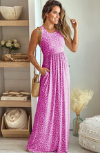 Load image into Gallery viewer, Pre-Order Leopard Print Pocketed Sleeveless Maxi Dress
