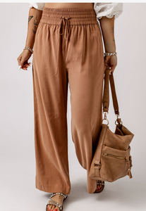 Pre-Order Drawstring Elastic Waist Casual Wide Leg Pants