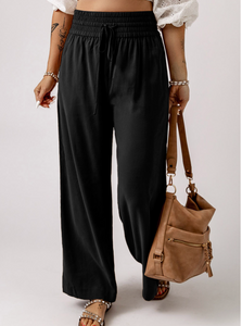 Pre-Order Drawstring Elastic Waist Casual Wide Leg Pants