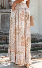 Load image into Gallery viewer, Boho Flower Print Smocked Waist Button Slit Maxi Skirt