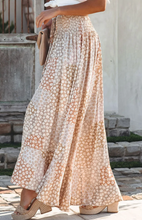 Load image into Gallery viewer, Boho Flower Print Smocked Waist Button Slit Maxi Skirt