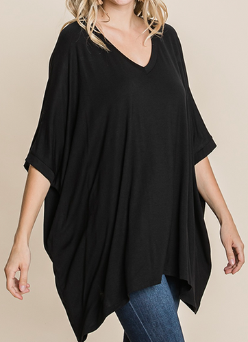 Oversized Black Poncho Fit Tunic