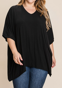 Oversized Black Poncho Fit Tunic