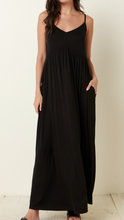 Load image into Gallery viewer, Black Babydoll Maxi Dress w/Adjustagble Straps