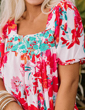 Load image into Gallery viewer, Pre-Order Red Floral Printed Square Neck Blouse