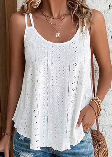 Pre-Order White Eyelet Strappy Scoop-Neck Tank Top