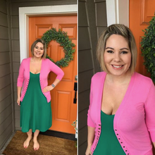 Load image into Gallery viewer, Candy Pink 3/4 Sleeve Snap Cardigan