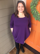 Load image into Gallery viewer, Purple 3/4 Sleeve Boxy Top with Pockets
