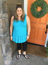 Load image into Gallery viewer, Bright Teal Ruffle Tank Top