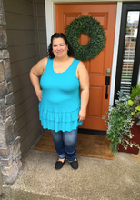 Load image into Gallery viewer, Bright Teal Ruffle Tank Top