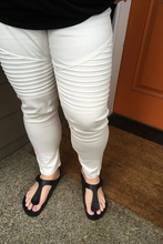 Load image into Gallery viewer, White Moto Jeggings