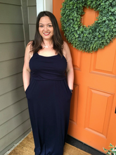 Load image into Gallery viewer, Navy Maxi Dress with Adjustable Straps &amp; Pockets