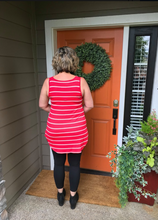 Load image into Gallery viewer, Red with White Stripe Scoop Tank Tunic