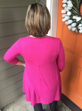 Load image into Gallery viewer, Magenta 3/4 Sleeve V-Neck Tunic