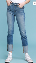 Load image into Gallery viewer, Judy Blue Medium Wash Straight Leg Cuffed Jeans