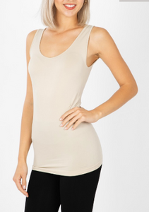 Taupe Scoop Neck Layering Tank Top