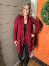 Load image into Gallery viewer, Burgundy Wrap Cardigan