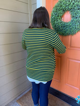 Load image into Gallery viewer, Green with Gold Stripe Cardigan
