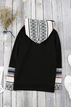 Load image into Gallery viewer, Black Aztec Double Hooded Sweatshirt