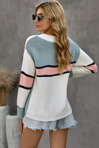 Pre-Order Pink Color Block Sweater