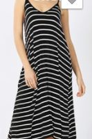 Black with White Stripe Midi Dress