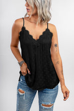 Load image into Gallery viewer, Pre-Order V Neck Lacy Spaghetti Straps Dotted Print Tank