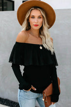 Load image into Gallery viewer, Pre-Order Black Ribbed Off the Shoulder Top