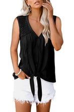 Load image into Gallery viewer, Pre-Order Lace Tie Front Button Tank Top