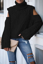 Load image into Gallery viewer, Pre-Order Turtleneck Cold Shoulder Textured Sweater