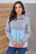 Load image into Gallery viewer, Pre-Order Color Block Cowl Neck Thumbhole Sweatshirts