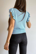 Load image into Gallery viewer, V-Neck Ruffle Sleeve Knit Tops