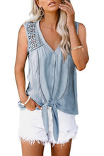 Load image into Gallery viewer, Pre-Order Lace Tie Front Button Tank Top