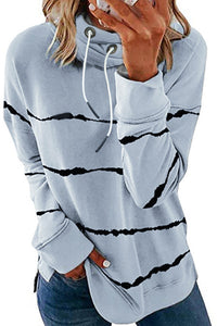 Cowl Neck Hoodies with Tie Dye Stripe