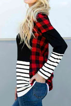Load image into Gallery viewer, Buffalo Plaid Color Block Long Sleeve Top