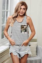 Load image into Gallery viewer, Camo &amp; Stripe Front Pocket Tank