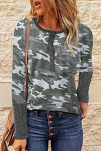 Load image into Gallery viewer, Leopard or Camo Ribbed Sleeve Tops