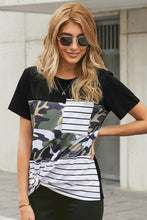 Load image into Gallery viewer, Pre-Order Camo and Stripe Color Block Top