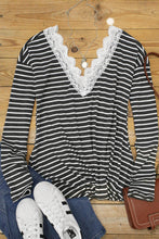 Load image into Gallery viewer, Pre-Order Stripe Double V Lace Accent Top