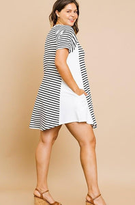 White with Black Stripe Tunic/Dress
