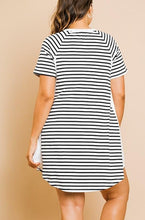 Load image into Gallery viewer, White with Black Stripe Tunic/Dress